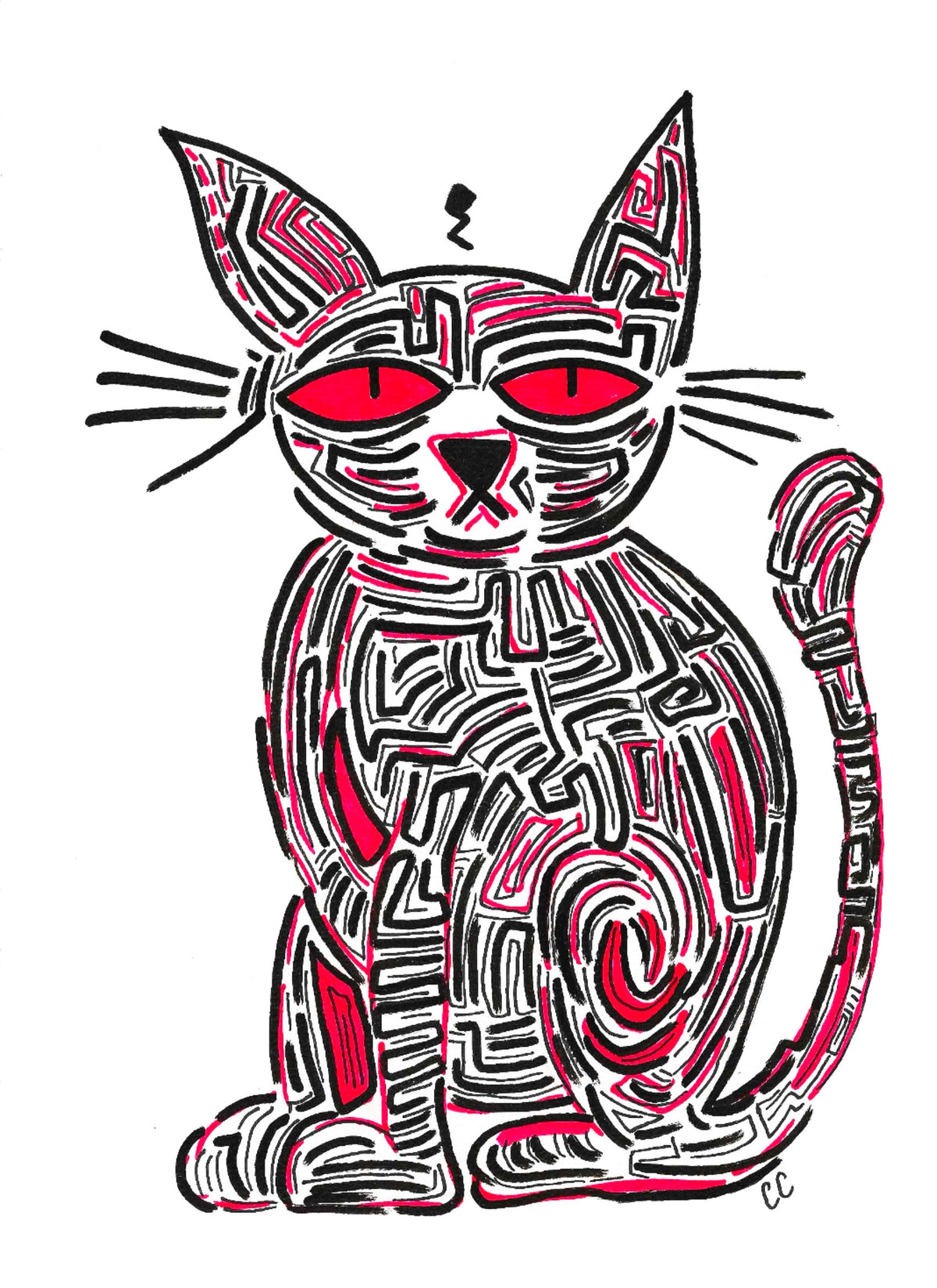 De Denkende Kat A4 Kunst print