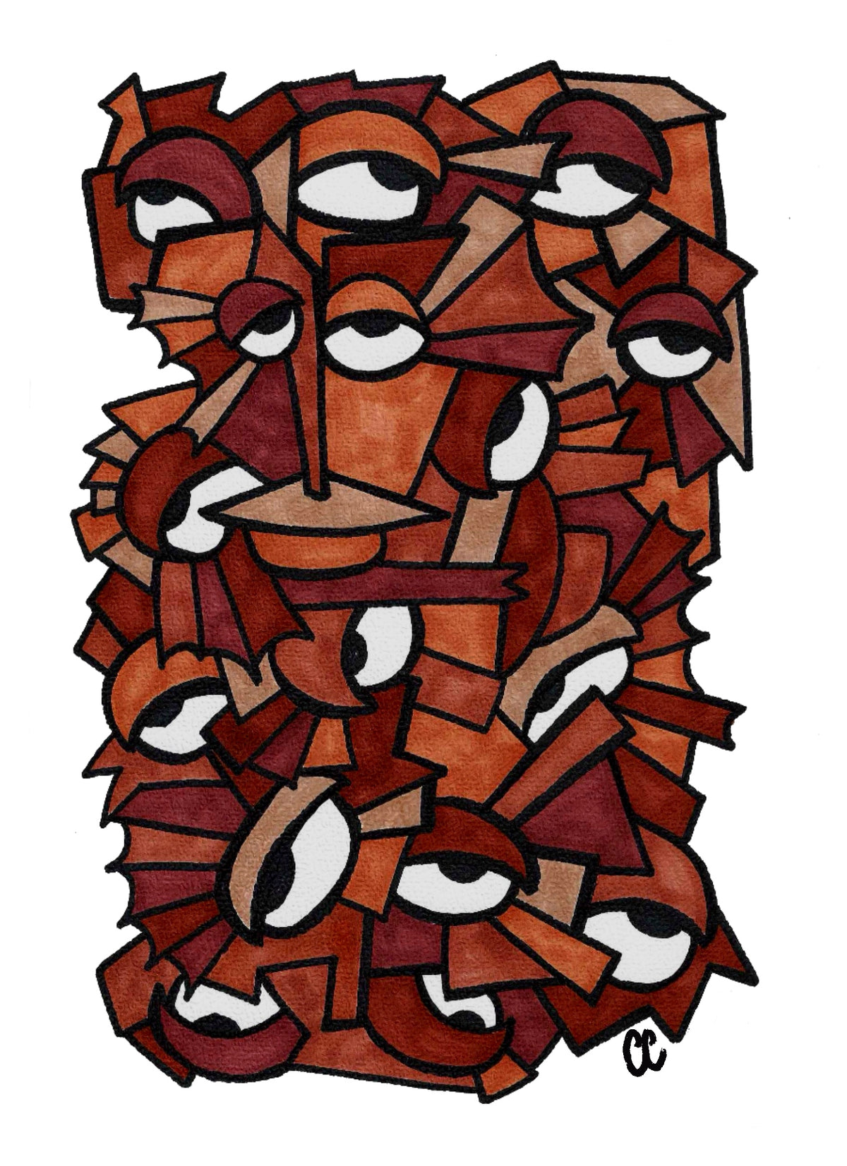 De Maskers van de Ziel Kunst Print A4